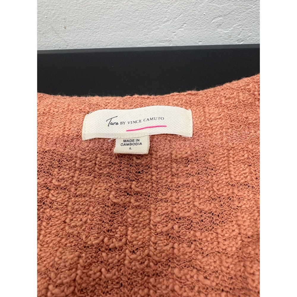 Two by Vince Camuto Womens Knit Cardigan Sweater Large Rust Button Front
